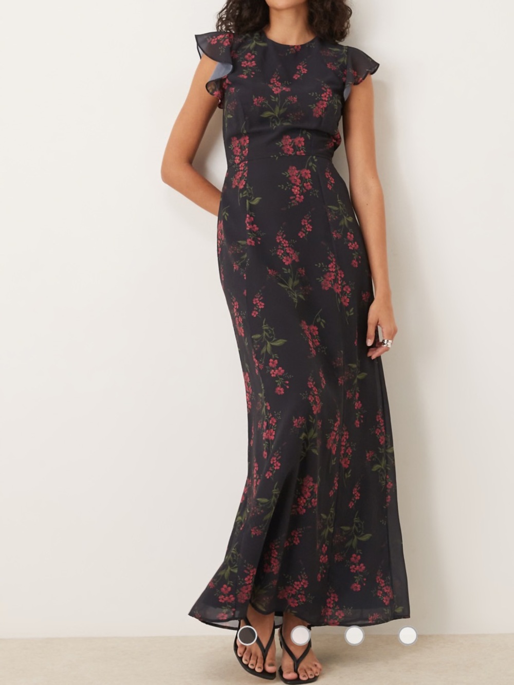 NWT Anaya Floral Flutter Sleeve Maxi Dress